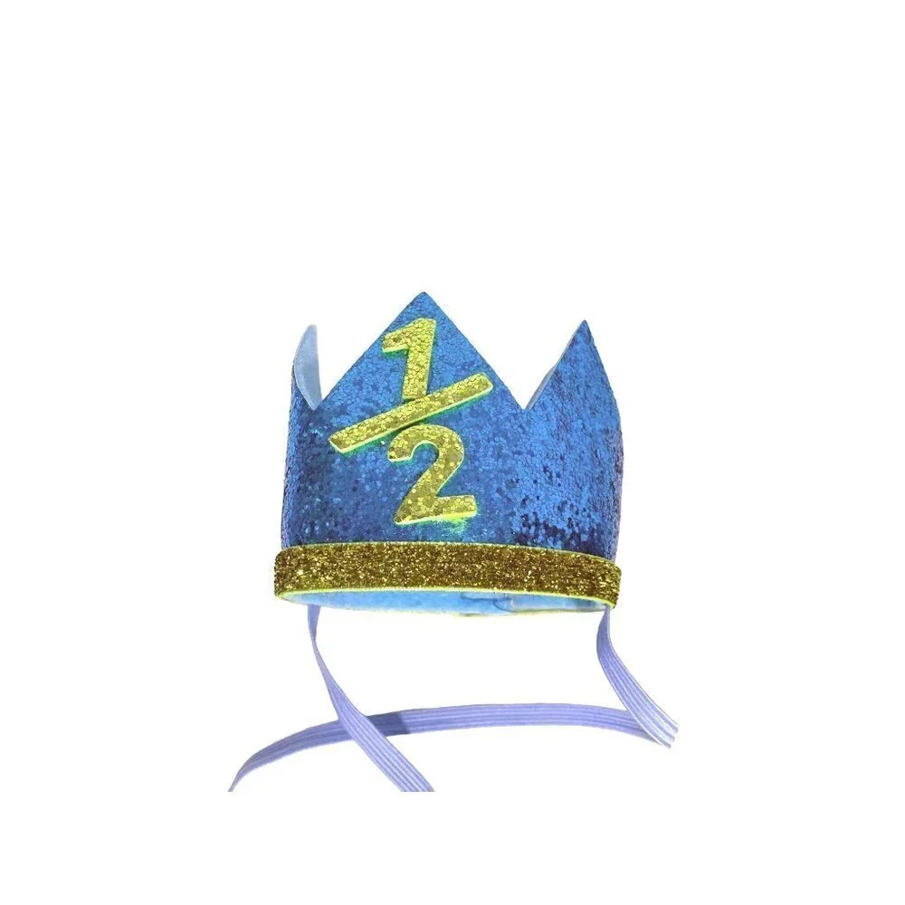 Baby Boy 1/2 Year 6 Mo. Celebration Outfit with Crown, Suspender Pants & Bowtie‎